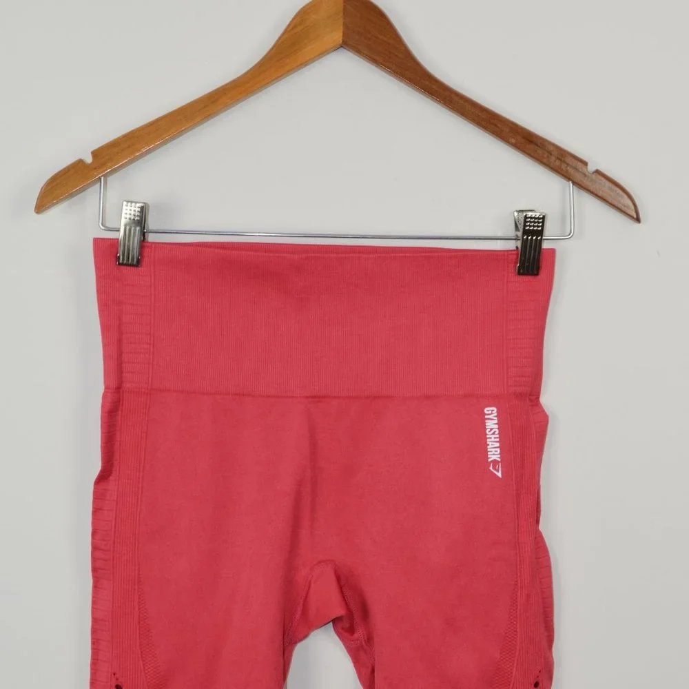 Gymshark Energy + Seamless Coral Red Cropped Perforated Leggings - Picture 4 of 7